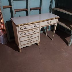 Small Old Desk, White & Gold