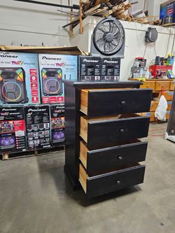 Black Wood 4-Drawer Dresser