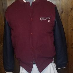 Timberland Weathergear Vintage 90's Wool Leather Varsity Bomber Jacket. Size Medium