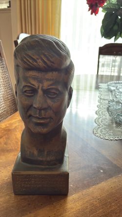 Vintage JFK  bronze tone ceramic bust