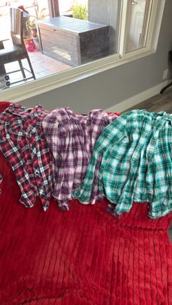 Three western style faded, glory plaid shirts women women’s size small