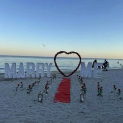 MARRY ME Proposal Setup – Complete Romantic Decoration – Letters + Heart Arch