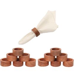 12PCS Wooden Napkin Rings, Acacia Wood Napkin Rings Buckles for Table Decoration, Wedding, Dinner, Holiday Napkin Holders for Dining, Birthday, Christ