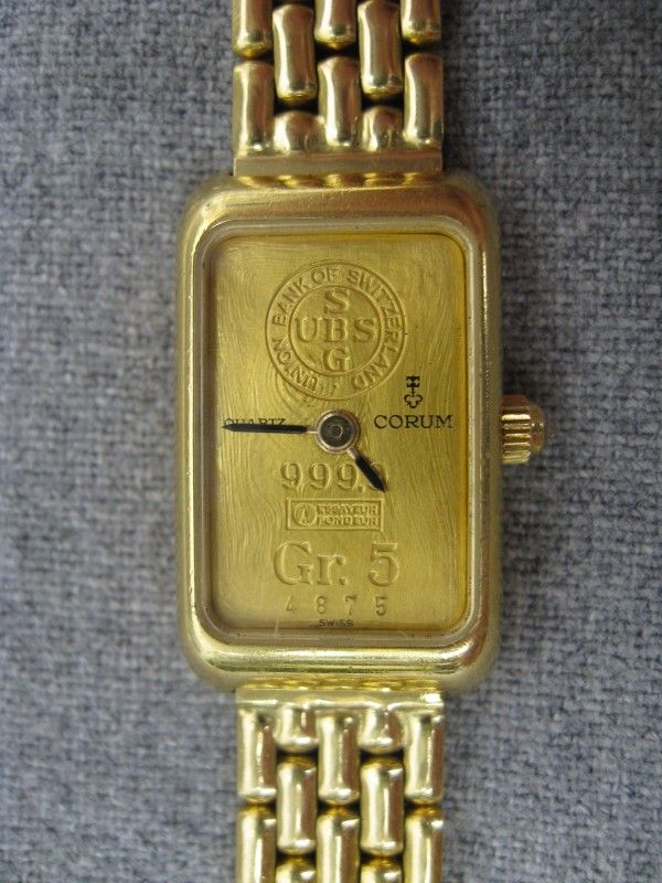 Corum 5 gram 24k Ingot Yellow Gold w/ Diamond Crown Wrist Watch