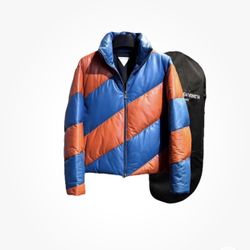 Extra Large Bottega Veneta orange and blue puffer jacket #pufferjacket