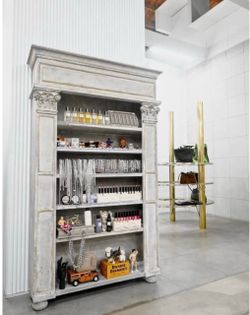 Large Rustic Distressed Wood Display Shelf / Bookcase