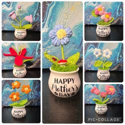 Crochet tiny pots for Mother’s Day ready now