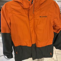 Columbia Kids Size XS (6/7) Windbreaker Jacket Orange Grey 