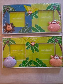 Brand New Safari Jungle Animal Nursery Photo Frames - 2 Packs (4 Frames Total)