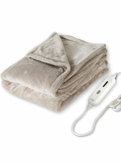 Tefici Heated Blanket Throw 50"x60", Ultra Soft 2-Layer Flannel Electric Blanket, for Home Office Sofa,3 Heat Settings, 4H Auto Off, ETL FCC Certified