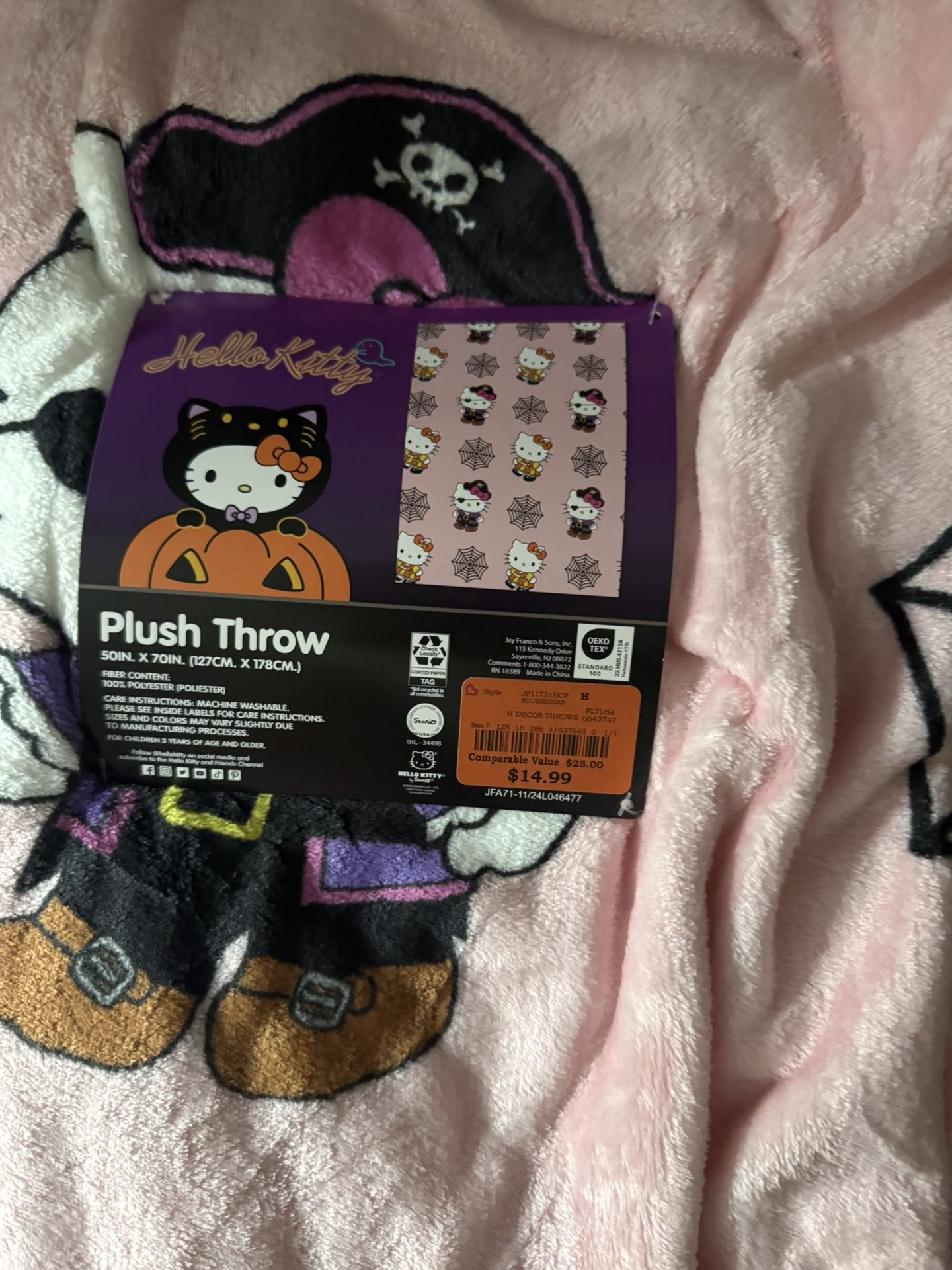 Hello Kitty Burlington Halloween Blanket $20