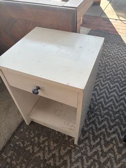 White Wooden Nightstand with Drawer