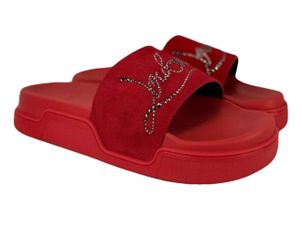 Christian Louboutin Red Slide Sandals