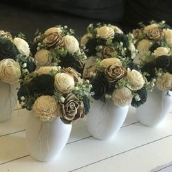 Wood Flowers Centerpieces $30 Each