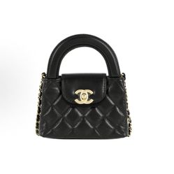 CHANEL23K/24P Kelly Gold Diamond Chain with Handle Mini Shopping Bag Lychee Pattern Cowhide Handbag Single Shoulder Handbag Super Mini(645)27