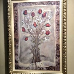 Large Art Frame Flowers Cuadro Hermoso Grande