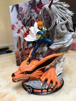 Naruto Uzumaki with Kurama nine-tailed fox diorama anime figure statue