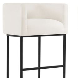 NEW Modern Counter Stool – Linen Fabric, Metal Base (Single)