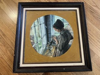 Vintage Dutch Girl Framed Painting 21” x 21”