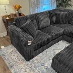 Viral Ultra-Fluffy Corduroy Sectional w/ Ottoman available