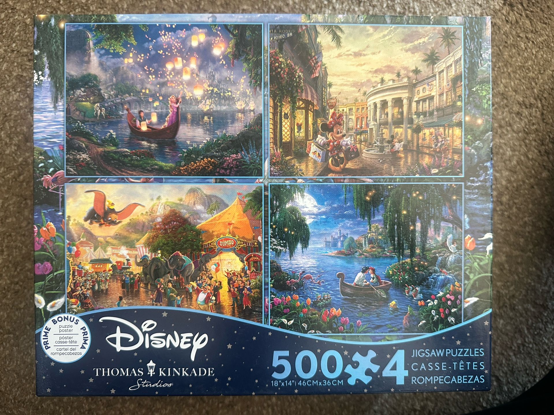 Disney Thomas Kinkade Set Of 4 Jigsaw Puzzles 500 Pieces 