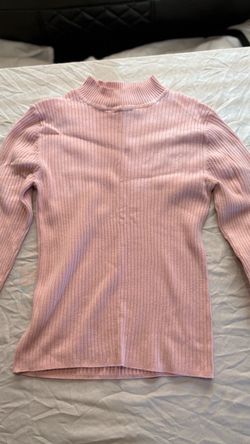 Pink Ribbed Mock Neck Sweater