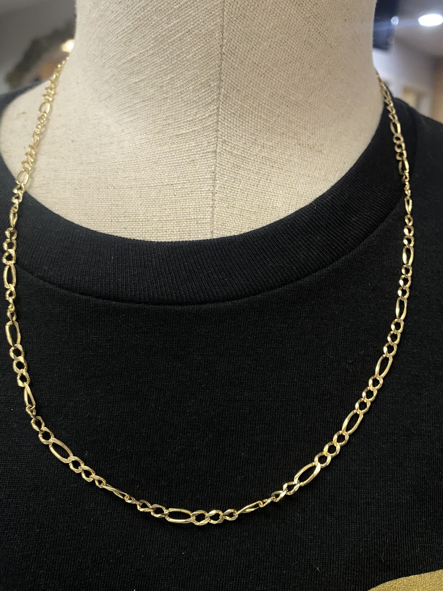 14 Karat Yellow Gold Figaro Chain  3.8 Mm