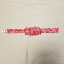 Red crystal bracelet 7 inches new