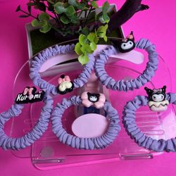 5 pc Kuromi Scrunchies, Hair ties, Hair accessories
