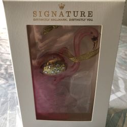 Hallmark Signature Christmas Ornament - Pink Flamingo, Blown Glass - NEW In Box