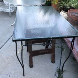 Iron And Glass Rectangle Vintage Table