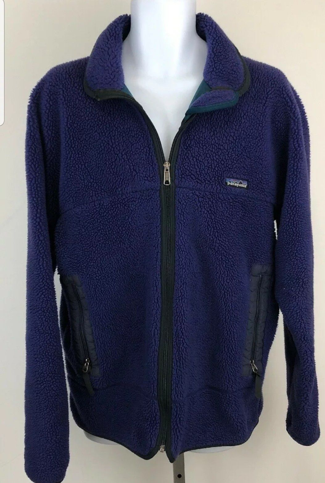 Men's Vintage PATAGONIA Vtg P.E.F Retro-X Deep Pile Fleece Jacket In Blue Sz XL