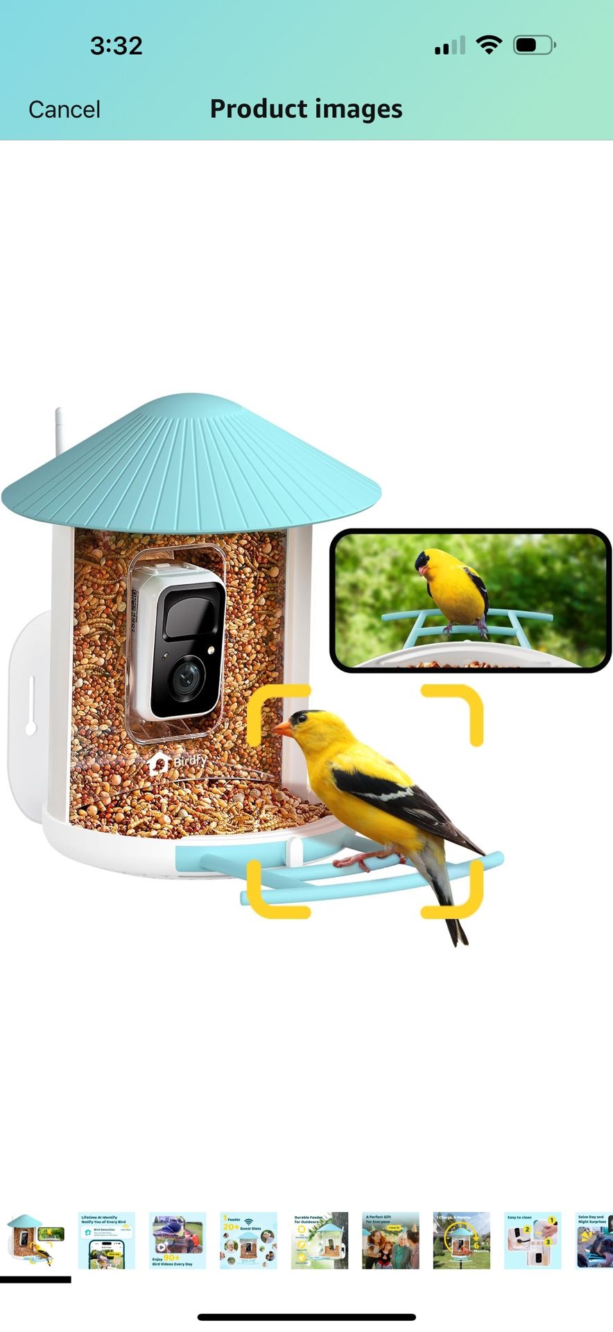 NETVUE by Birdfy AI Smart Bird Feeder with Camera, AI Auto Capture Each Bird Come & Identify 6000+ Bird Species, Cloud Store Bird Videos & Birdwatchin