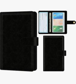 Business Card Organizer Book for Women & Men, Unisex PU Leather Portable Business Card Book Holder, Credit Card Organizer Binder 96 Card Slots (Up to 