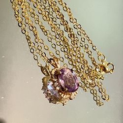 18KT Gold Bold Amethyst Pendant W/Diamonds