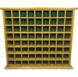 Vintage 72 Golf Balls Display Cabinet Solid Oak Wood Green Fabric Backing 22X26"
