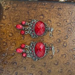 Red And Silver Earrings