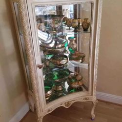 Italian Curio Cabinet With Marble Top