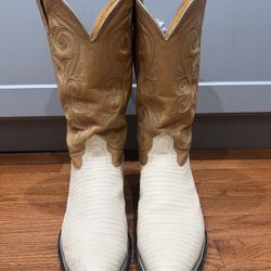 Nocona Lizard Boots in White/Cream color, 11.5 D