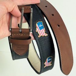 Johnnie-O Men's Flagler Embroidered Belt Size:36 EUC