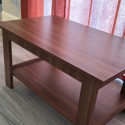 Brown Wood-Look Coffee Table with Shelf 19 1/2 “  x 31 1/2 “