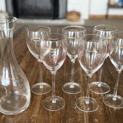 Hand Painted Wine Carafe & Glasses Set 