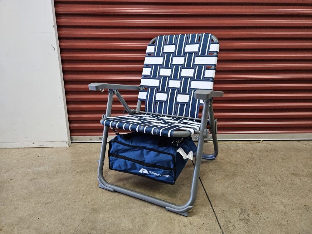 Ozark Trail Folding Web Chair with Cooler- Blue