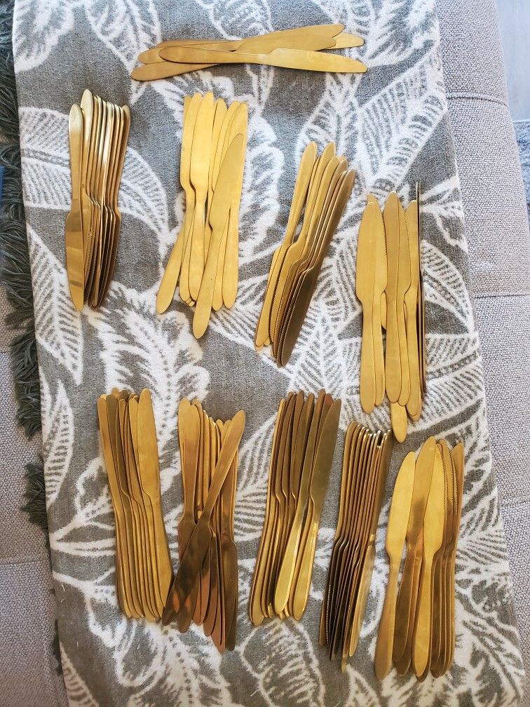 Gold Silverware - Knives and Forks