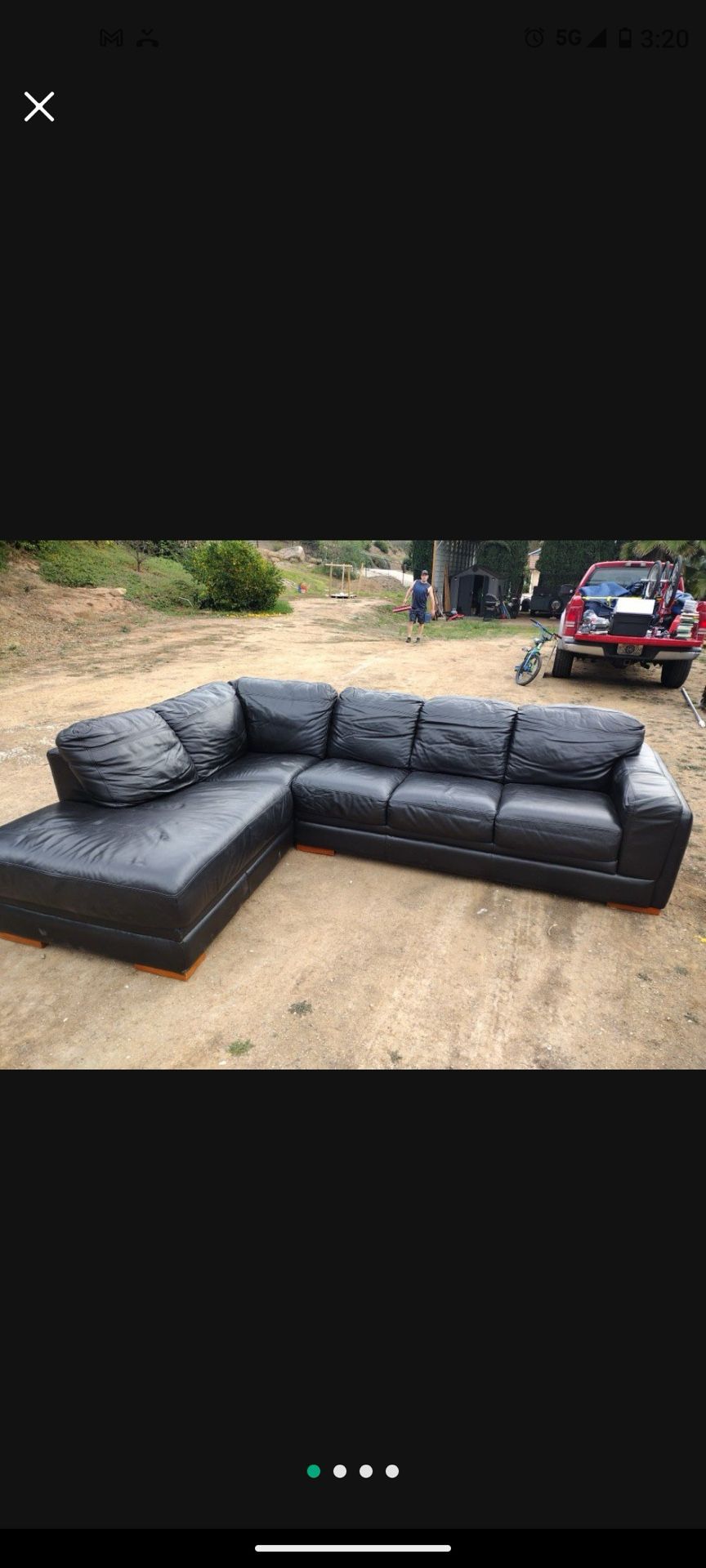 Leather Sofa Black W/ ottoman 