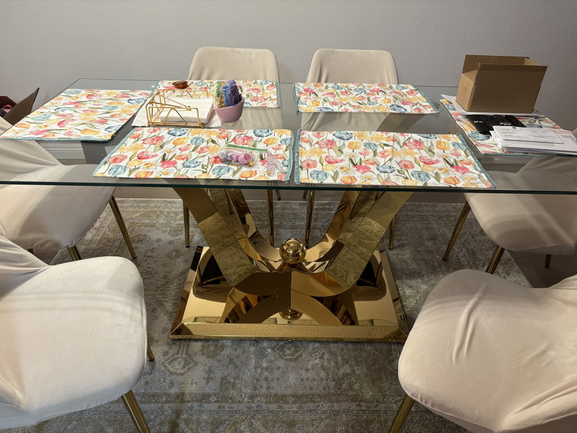 Gold Glass Dining Table