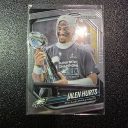 JALEN HURTS EAGLES PRIZM SUPERBOWL PANINI NFL SPORTS CARD!
