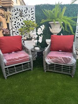 modern patio set with new Subruella cushions