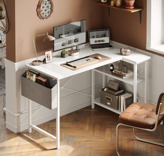 L-Shaped Computer Desk - White