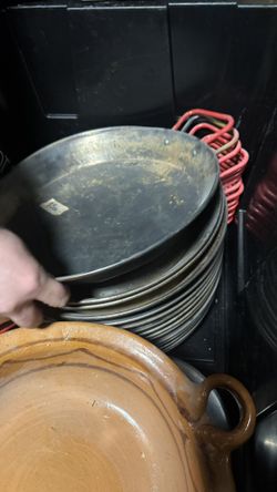 Lot of 17 steel paella pans (paelleras)